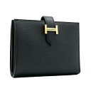 【新品】W刻印(2024年製造)エルメス HERMES 財布 二つ折り ミニ財布 エルメス ベアンコンパクト ヴォーエプソン ノワール ブラック 黒 ゴールド金...