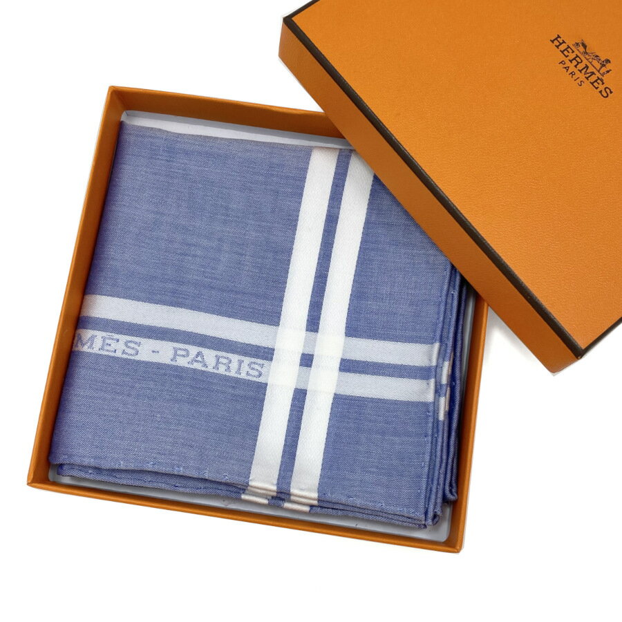 エルメス HERMES ハンカチーフ ハンカチ 《 エルメス・パリ 》 コットン100％ ブルー フォンセ 青 水色 H068500G 60 メンズ レディース ギフト ラッピング 新品のサムネイル