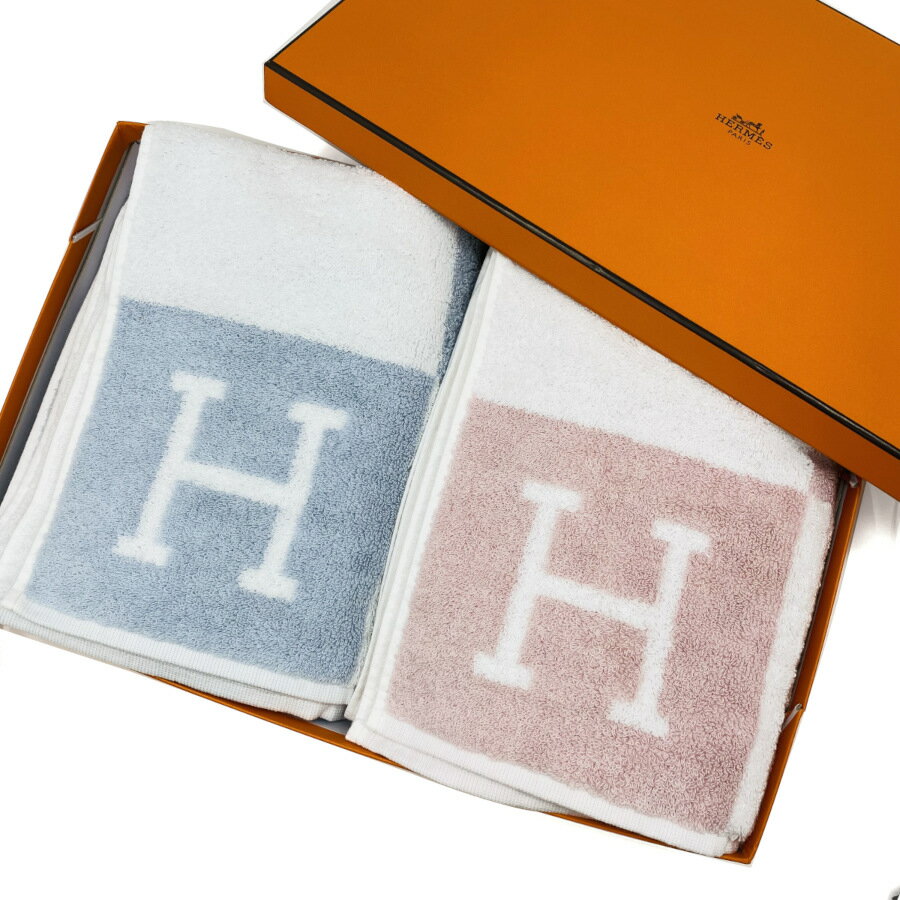 ★ラッピング無料★ エルメス HERMES 大判 バスタオル タオルケット フェイスタオル おくるみ アヴァロン ローズ リラ ピンク ホワイト ブルー グラシエ ブルー 青 コットン 綿 フランス製 H102193M 02 03 新品