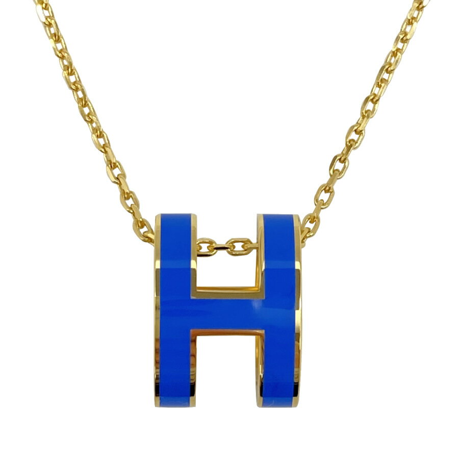 ★ラッピング無料★ エルメス HERMES ネックレス ペンダント ポップアッシュ チェーン H ロゴ イニシャル ブルーサフィール BLEU SATURE 青 ゴールド金具 H147991F 新品 希少 レア ギフト プレゼントのサムネイル