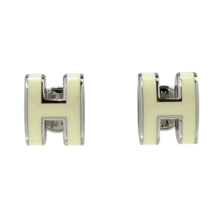 エルメス HERMES ピアス 《 ポップアッシュ ミニ 》ポップH ジョーヌスフレペール アイボリー ホワイト シルバー H608002FP 41 ギフト プレゼント 希少 レア JAUNE SOFFRE PALE 新品のサムネイル