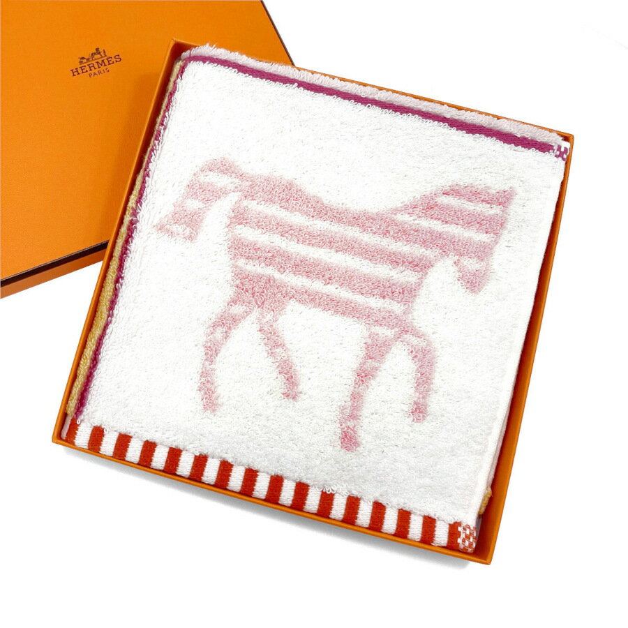 ★ラッピング無料★ エルメス HERMES ハンドタオル カレタオル カバン コットン ハンカチ タオルハンカチ 馬 ホース ピンク イエロー H103621M 01のサムネイル