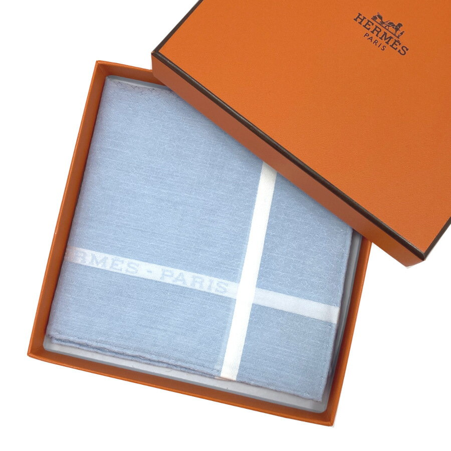 エルメス ★ラッピング無料★ エルメス HERMES ハンカチーフ ハンカチ 《 ジャカード H 》 コットン100％ ブルーシエル ライン ホワイト 白 ブルー 青 レディース メンズ 女性 男性 H161014G H4 新品 ギフト プレゼント