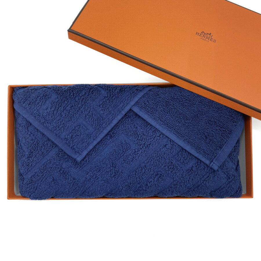 【新品】エルメス HERMES タオル ゲストタオル ステアーズ マリン ブルー ネイビー 青 コットン 100% 40cm×60cm H103190M03