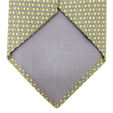 【ラッピング無料】 エルメス HERMES ネクタイ ヘヴィツイルタイ 8CM 《 リプレイ 》 ジョーヌ アシエ イエロー グレー シルク100% 音楽 ミュージック 再生 三角 総柄 黄色 Cravate Heavy Twill Soie REPLAY Acier Jaune H645816T 56 新品