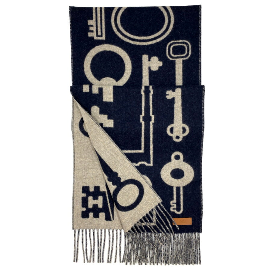 【新品】2024秋冬コレクション HERMES エルメス マフラー カシミヤマフラー《カザック・キーコレクション》ネイビー / ベージュ マリン / ベージュ・シネ 鍵 キー プレゼント ギフト レディース 女性用 H259142S 02のサムネイル