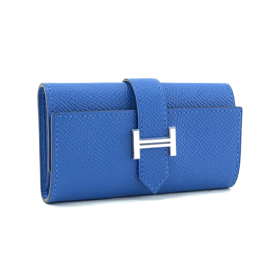 正規品 エルメス Hermes キーケース 4連 ベアン Bearn ヴォーエプソン Epsom ブルーゼリージュ Blue Zellige シルバー金具 Chancen International