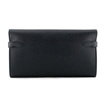 エルメス HERMES 長財布 フラップ ケリーウォレット ロング Kelly wallet long ヴォーエプソン ノワール ブラック シルバー金具