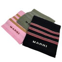 【新品】MARNI マルニ ニットマフラー カーキグリーン ブラック ピンク カーキグリーン ボーダー ロゴ ウール カシミア M01284 M00SZ