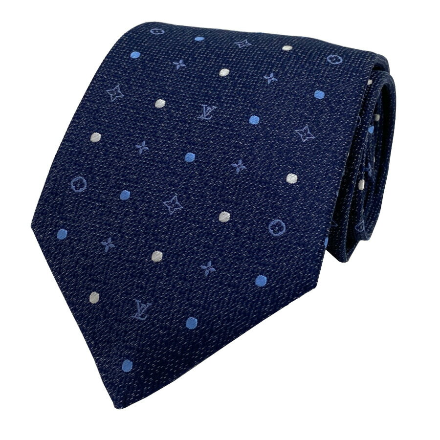 LOUIS VUITTON - 国内完売商品【新品】ルイヴィトン LOUIS VUITTON ネクタイ・モノグラム スポッティ 7CM シルク 100% MARINE ブルー紺 ロゴ モノグラム プレゼント ギフト メンズ 男性 M76290