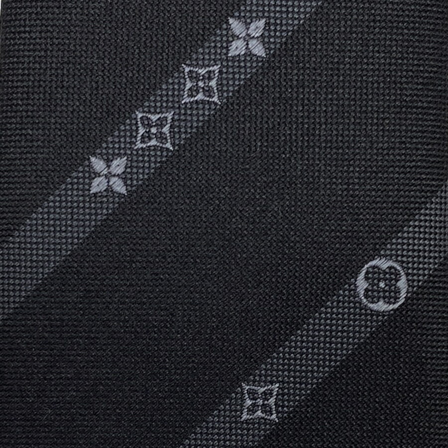 【新品】ルイヴィトン LOUIS VUITTON ネクタイ・LV バーズ 7CM シルク 100％ ANTHRACITE ブラック 黒 グレー 灰色 ロゴ ギフト プレゼント M90721