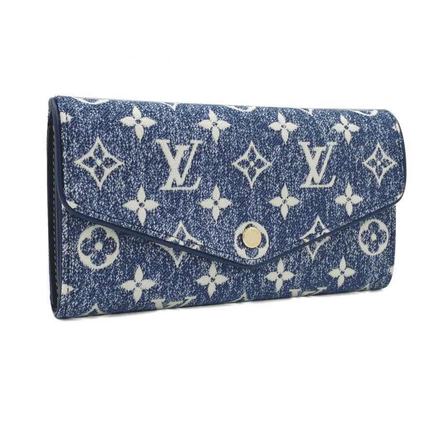 ルイヴィトン 長財布 LOUIS VUITTON ポルトフォイユ サラ モノグラム ジャカード デニム レザー ネイビー ブルー 青 M81183 新品