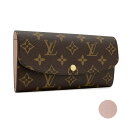 ルイヴィトン LOUIS VUITTON 長財布 フラップ ポルトフォイユ エミリー モノグラム ローズ バレリーヌ M61289