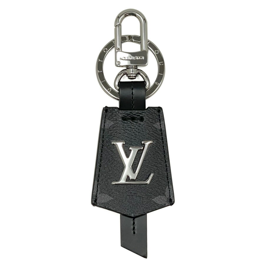 ルイヴィトン LOUIS VUITTON ポルトクレ クロッシュ クレ キーホルダー キーリング バックチャーム キーチャーム アクセサリー シルバー ブラック グレー モノグラム エクリプス カーフレザー LVイニシャル M63620