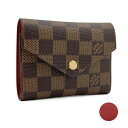 ルイヴィトン ダミエ 財布（レディース） ルイヴィトン LOUIS VUITTON 財布 三つ折り ミニ財布 コンパクト ウォレット ポルトフォイユ ヴィクトリーヌ ダミエ エベヌ レッド レディース N41659 新品