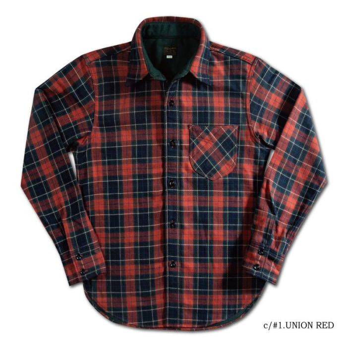 HV-40-UNION RED-HV40-DELUXEWARE-デラックスウエアシャツ-チェックシャツ-シャツ長袖-ヘビーネルシャツ