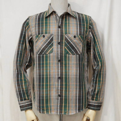 MV-03-GRN-SPRING CHECK-MV03-DELUXEWARE-デラックスウエアシャツ-シャツ長袖-フランネルシャツ【送料..