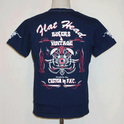 THC-11-ネイビー-BIKERS＆VINTAGE-THC11-FLATHEAD-フラットヘッドTシャツ【送料無料】【smtb-tk】【楽ギフ_包装】