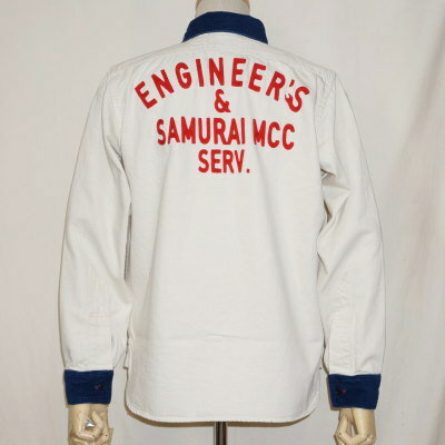 MCWS17-生成り-サムライ二輪車倶楽部デニムコーデュロイワークシャツ17-SAMURAIJEANS-サムライジーンズワークシャツ-サムライ二輪車倶楽部ワークシャツ【送料無料】【smtb-tk】【楽ギフ_包装】