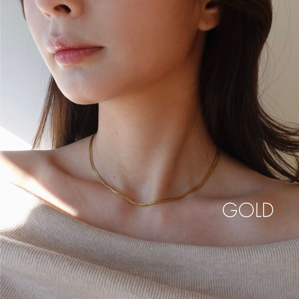 CREAjewelryのレイヤースキンネックレス｜ネックレス 極細 チェーン レイヤード風 多重 4連 重ね付け レディース 付けっぱなし OK 金アレ 対応 316L サージカル ステンレス クレアジュエリー 変色 しづらい｜アングル3
