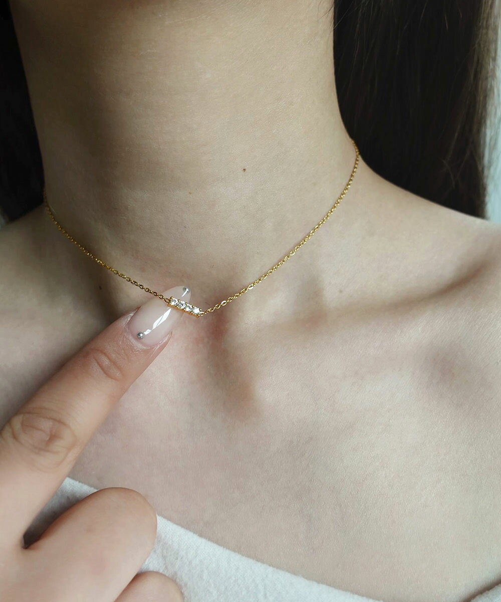 CREAjewelryのミニホリゾンタルバーネックレス｜ペンダント ネックレス チョーカー ミニ バー ステンレス ゴールド レディース つけっぱなし OK 金アレ 対応 316L サージカルステンレス クレアジュエリー｜アングル3
