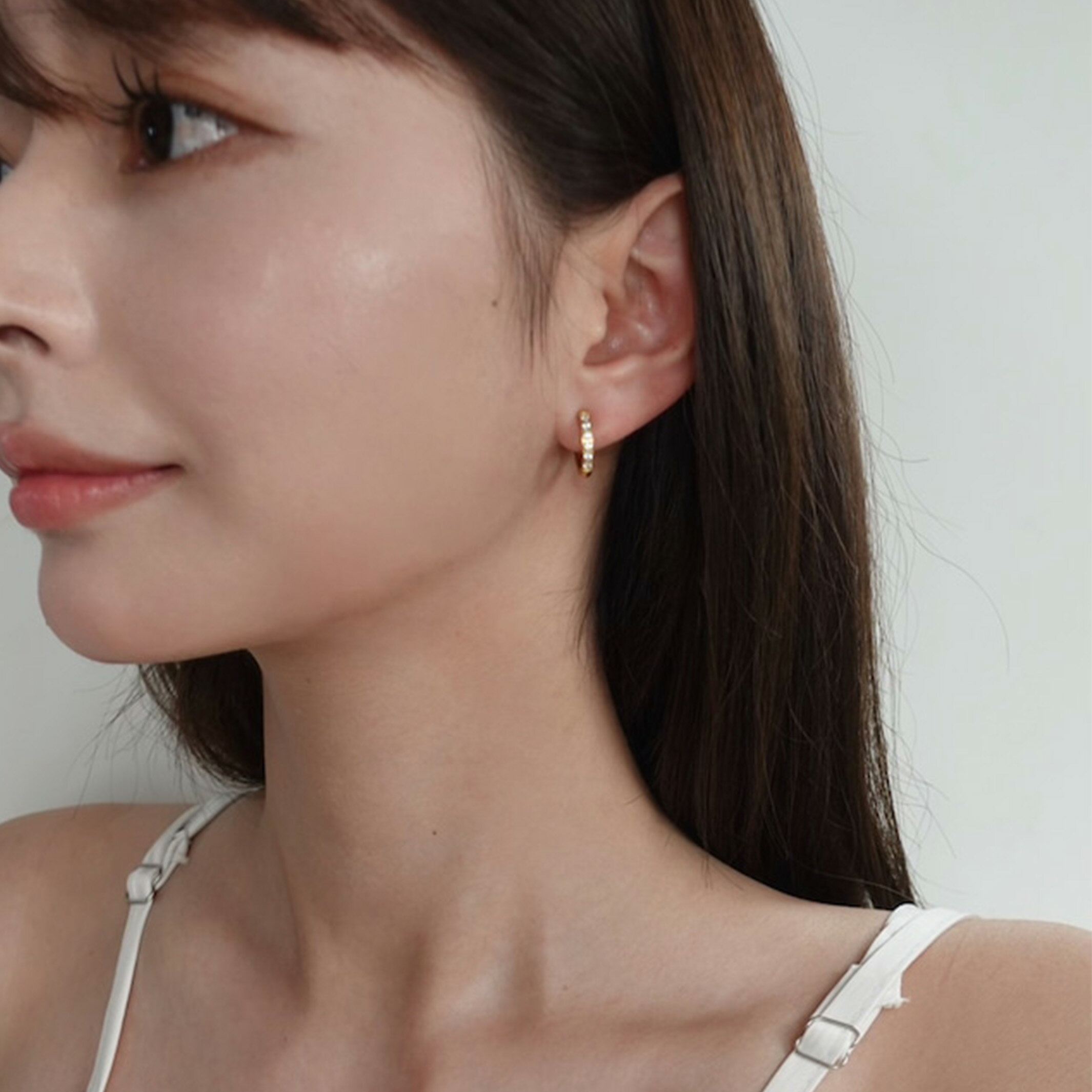 2way ジルコニアフープイヤリング / 15mm｜イヤリング サージカル ステンレス シン...