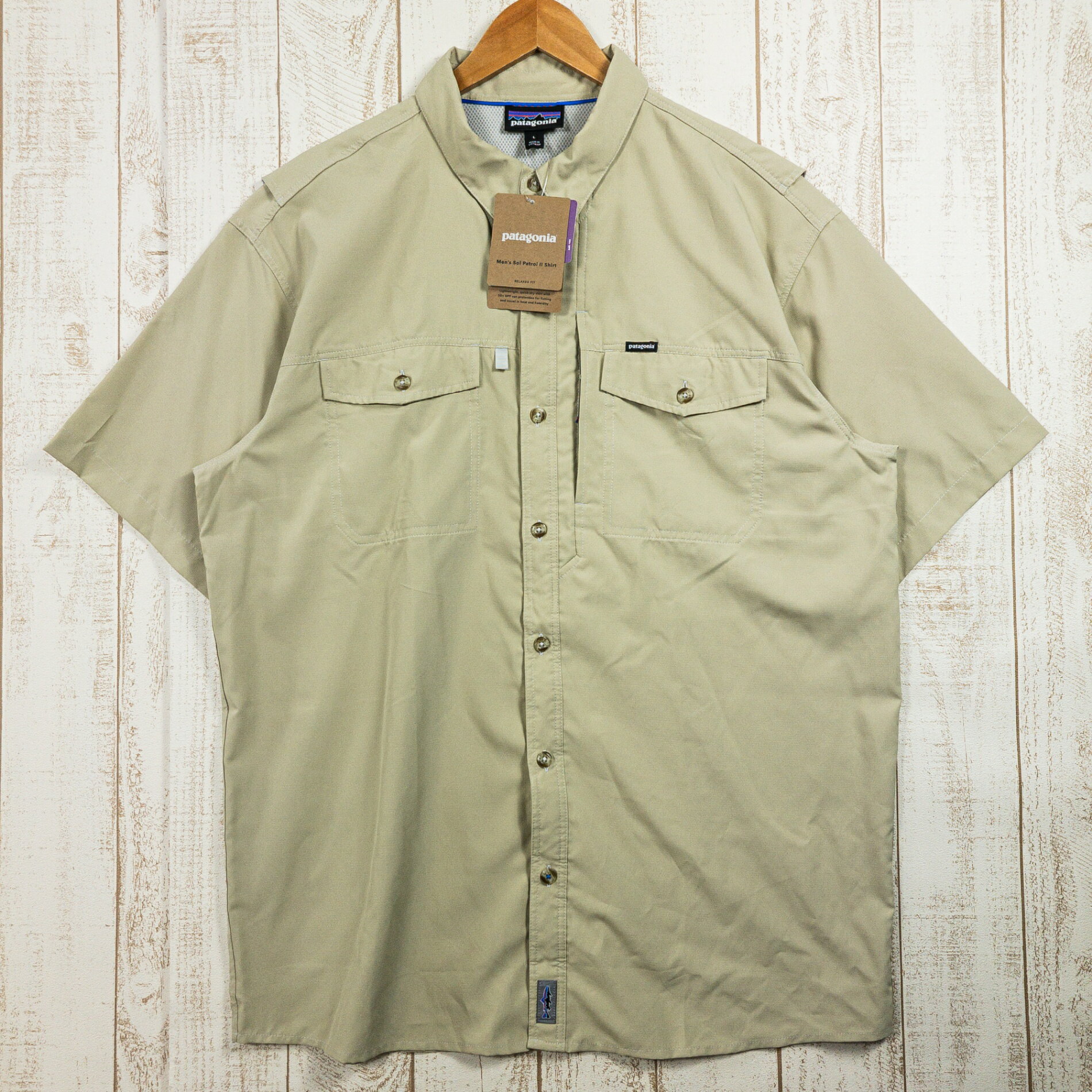 【Men's L ベージュ系】 2020 Patagonia ( パタゴニア ) ソル パトロール II ショート Sol Patrol 2Shirt ELKH / El Cap Khaki 入手困難 ポリエステル ウェア トップス インナー シャツ ショートスリー