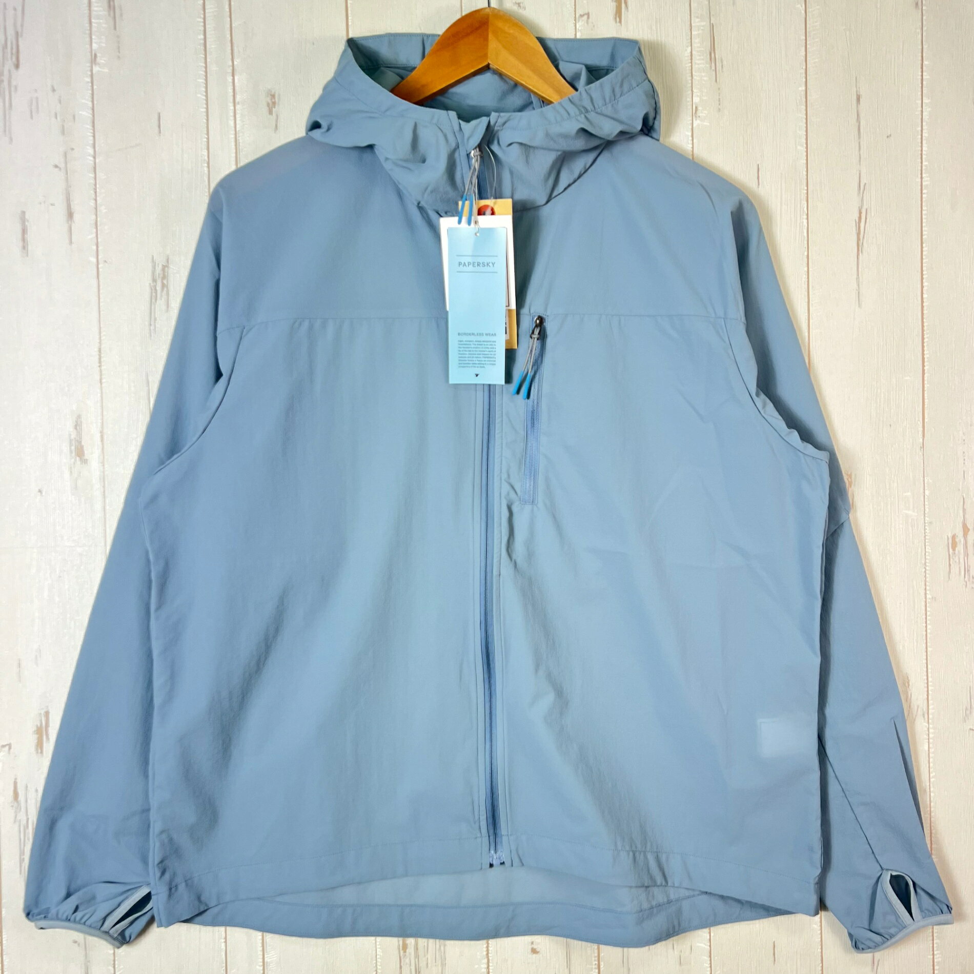 乐天商城 - 【Unisex L ブルー系】 Paper Sky Wear ( ペーパースカイ ウェア ) ウィンド シェル フーディー WIND SHELL HOODIE Blue Gray ナイロン ウェア トップス アウター ジャケット ソフトシェル z00053702 B