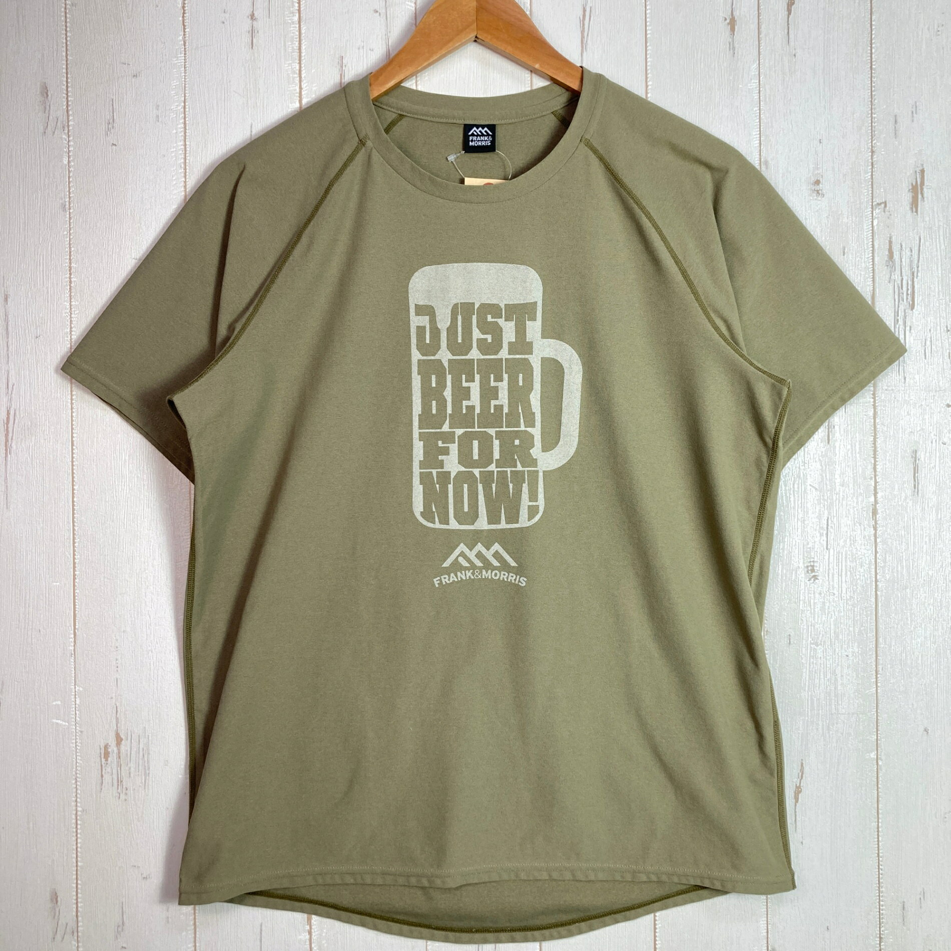 【Unisex M ベージュ系】 Frank&Morris（フランク＆モリス） ジャスト ビア フォーナウ Just Beer For Now ポリエステル ウェア トップス インナー シャツ ショートスリーブシャツ 化繊 z00057112 化繊 ショートスリーブ