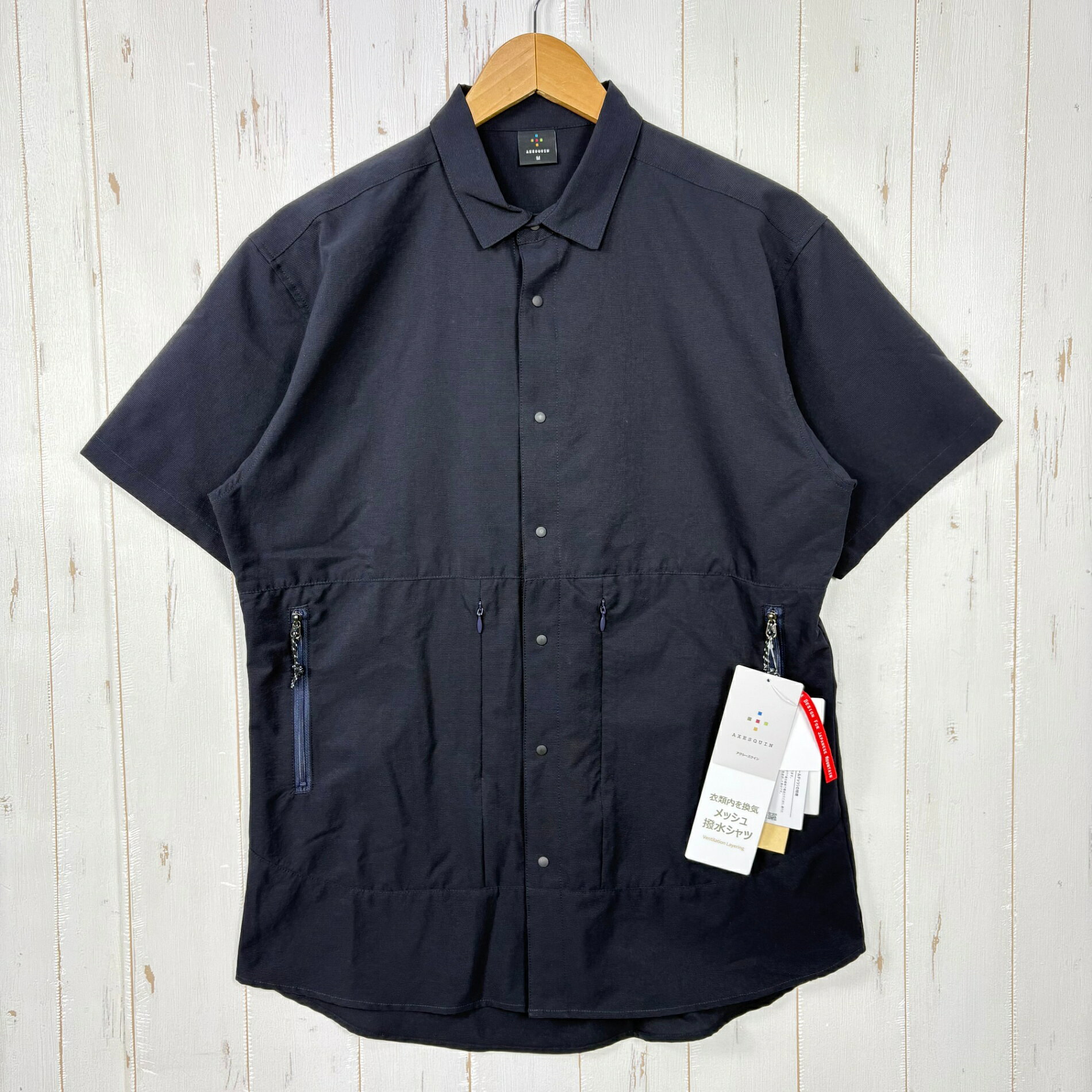 乐天商城 - 【Men's M ネイビー系】 Axesquin ( アクシーズクイン ) ショートスリーブ ベンチレーション シャツ S/S Ventilation Shirt 011056 ダークネイビー z00055910 ダークネイビー 化繊 ショートスリーブシャツ インナ