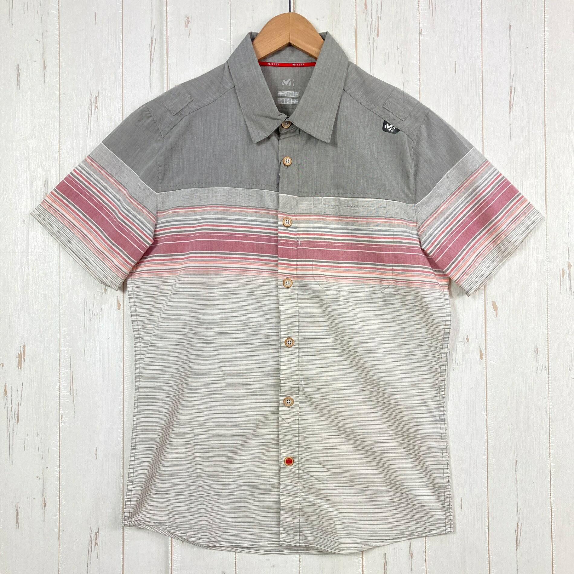 樂天商城 - 【Men's S グレー系】 Millet ( ミレー ) タメル ショートスリーブ シャツ Tamel Short Sleeve Shirt Castel Rock ポリエステル ウェア トップス インナー シャツ ショートスリーブシャツ コットン z00055