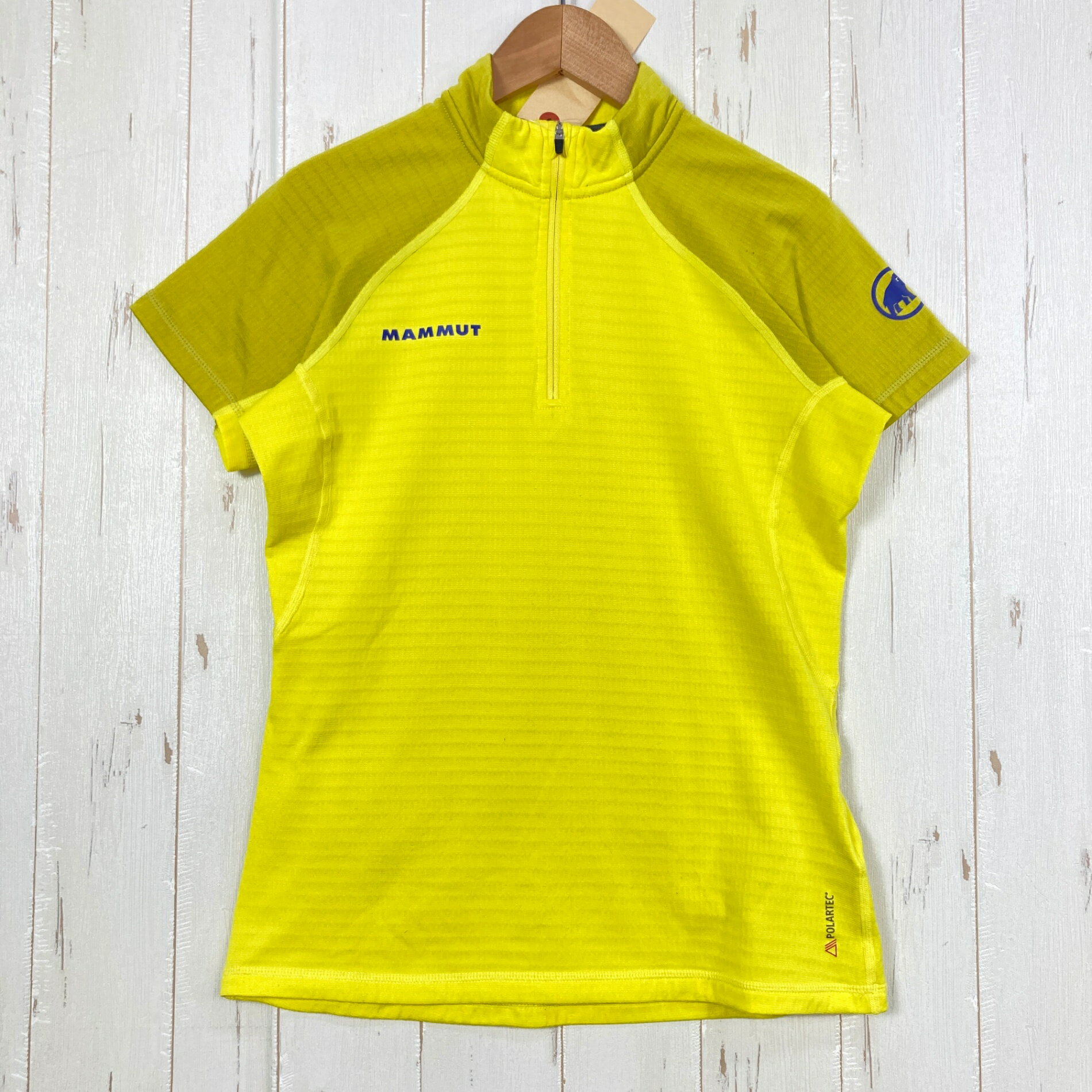 乐天商城 - 【Women's S イエロー系】 Mammut ( マムート ) イリニザ ジップ ティー Illiniza Zip-T ポリエステル ウェア トップス インナー シャツ ショートスリーブシャツ 化繊 ポーラテック・パワーグリッド z00054177 化繊 ショート