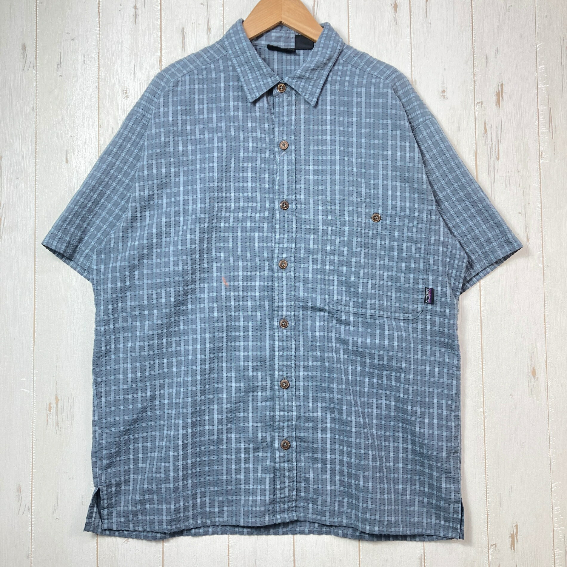 【Men 039 s S ブルー系】 1990s Patagonia ( パタゴニア ) パッカーウェア シャツ Puckerwear Shirt 生産終了モデル 入手困難 ウェア トップス インナー シャツ ショートスリーブシャツ 化繊 z00053387 化繊 ショ