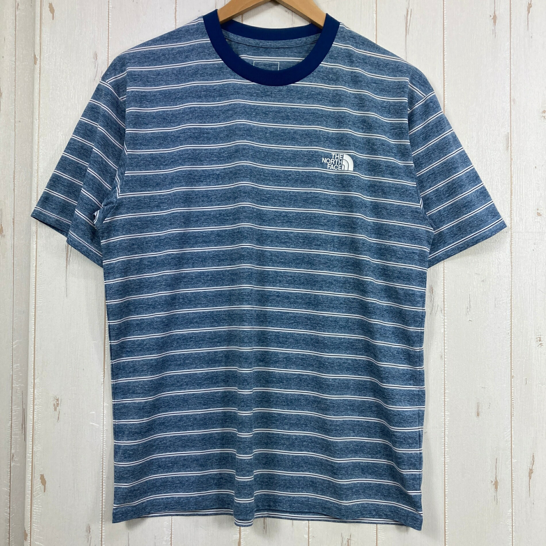 樂天商城 - 【Men's S ブルー系】 The North Face ( ザ・ノースフェイス ) ショート スリーブ フリー ラン ボーダー クルー Short Sleeve Free Run Border Crew ポリエステル ウェア トップス インナー シャツ ショー