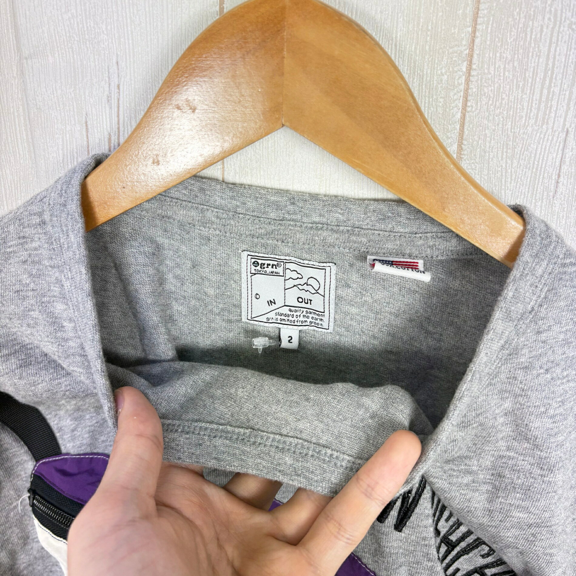 セカンドギア 2ndGear 楽天市場店の【Men's 2 グレー系】 Mei ( マウンテンイクイップメントインク ) × Grn（ジーアールエヌ）米綿天竺 Tシャツ 入手困難 ダブルネーム コラボモデル コットン ウェア トップス インナー シャツ ショートスリーブTシャツ クルーネック コットン z｜アングル3