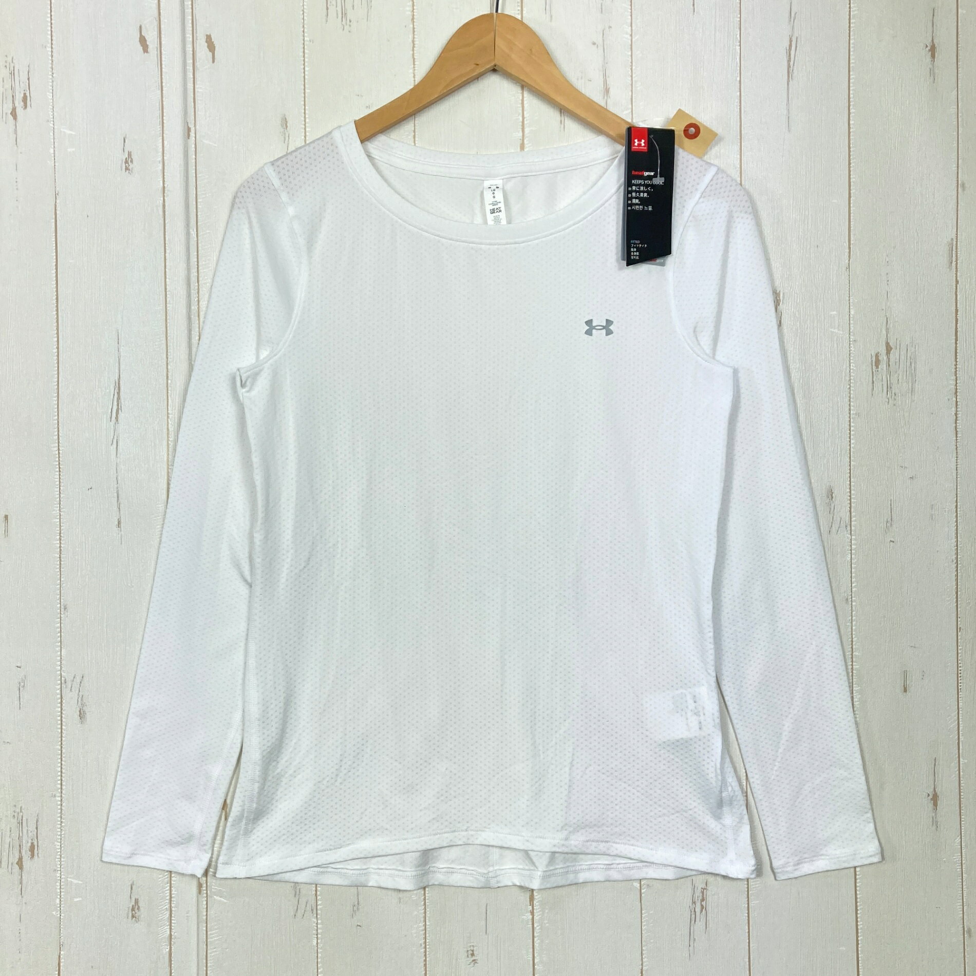 【Women's L ホワイト系】 Under Armour ( アンダーアーマー ) ヒートギア アーマー ティー Heat Gear Armour Tee 冷感 高温環境向け ポリエステル ウェア トップス インナー シャツ ロングスリーブTシャツ クルーネック 化