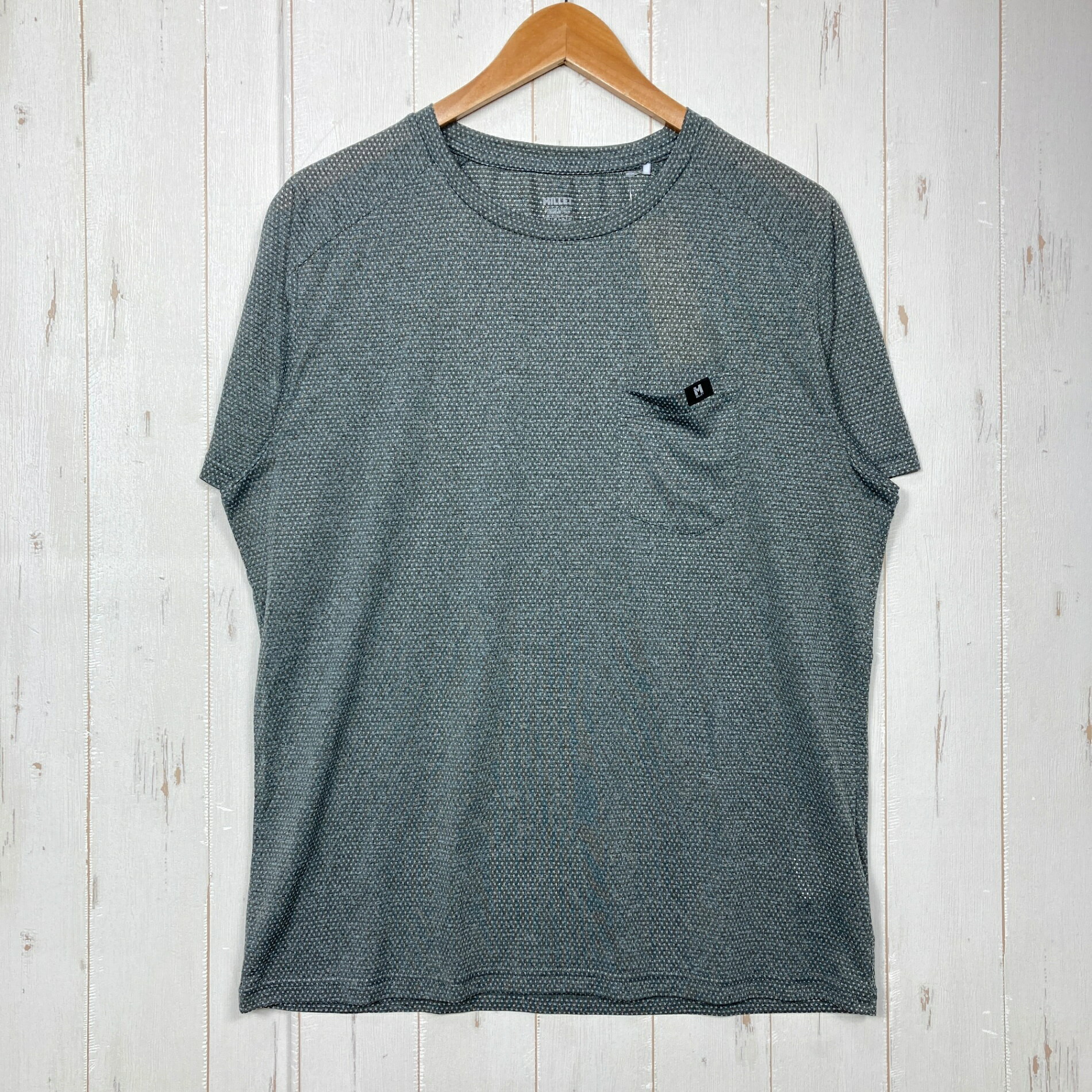 【Men's L グレー系】 Millet ( ミレー ) ヘザー メッシュ クルー ショート スリー...