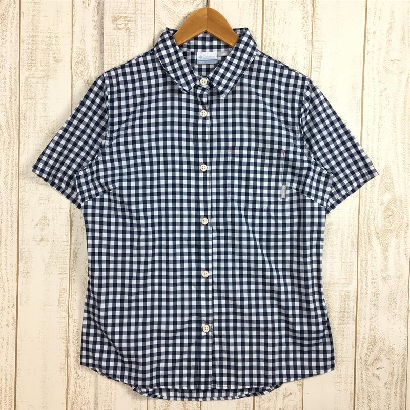 【中古】 【WOMEN s L】 コロンビア パウダーターン ショートスリーブ シャツ POWDER TURN SHORT SLEEVE SHIRT COLUMBIA PL7882 ネイビー系