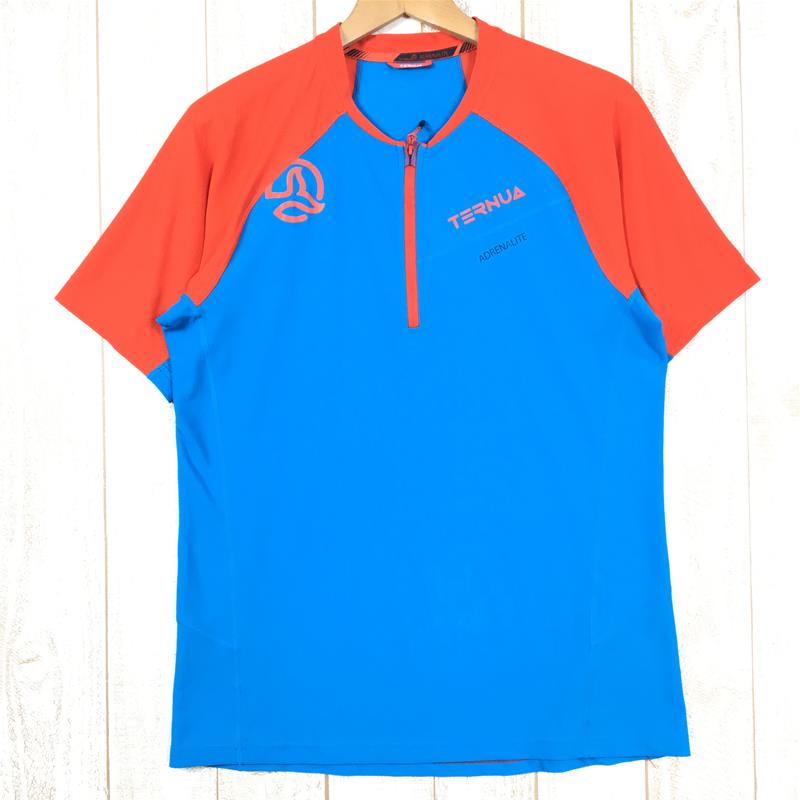 【中古】 【MEN 039 s M】 テルヌア CAMISETA STRIDE ジップネック ショートスリーブ Tシャツ Adrenalite TERNUA 1207475 4689 OCEAN BLUE ブルー系