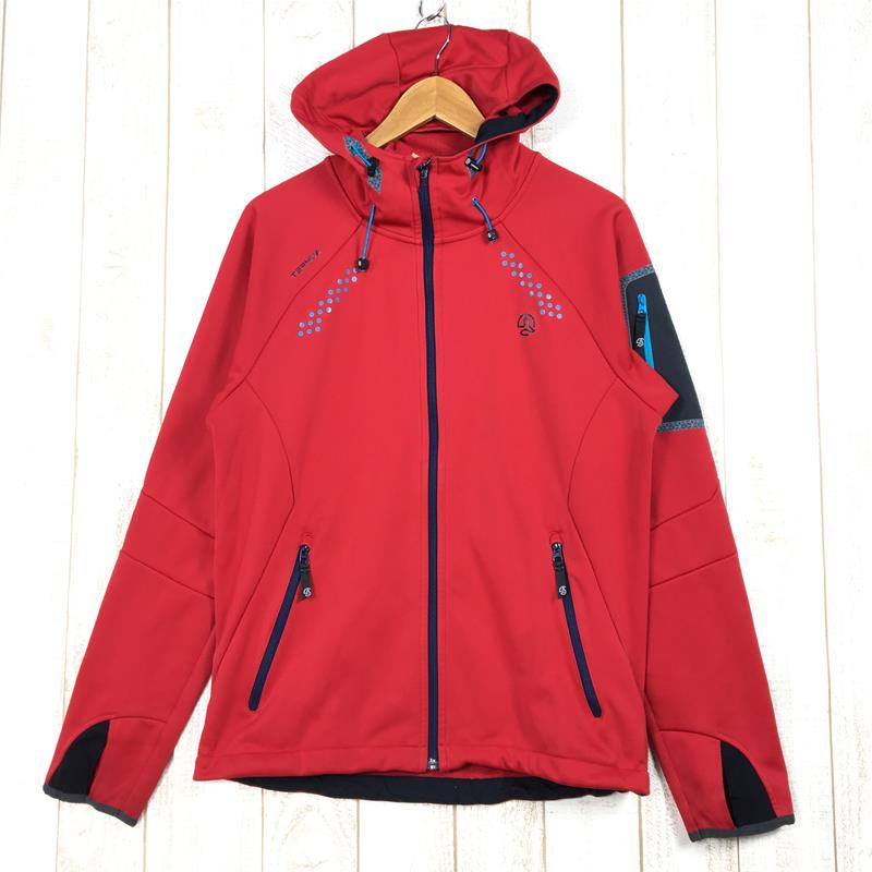 【中古】 【MEN 039 s M】 テルヌア シックス ウィンズ ジャケット Six Winds Jacket ソフトシェル グリッドフリース フーディ TERNUA レッド系