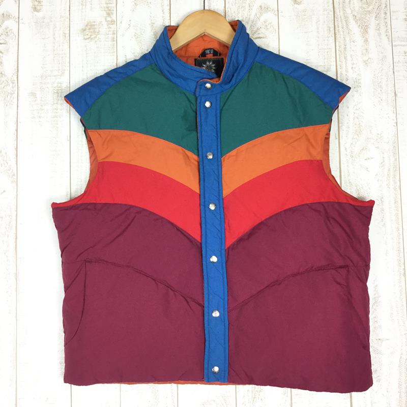 【中古】 【MEN's L】 アルパインデザイン 80s ダウンベスト 希少モデル ALPINE DESIGNS マルチカラー グリーン系