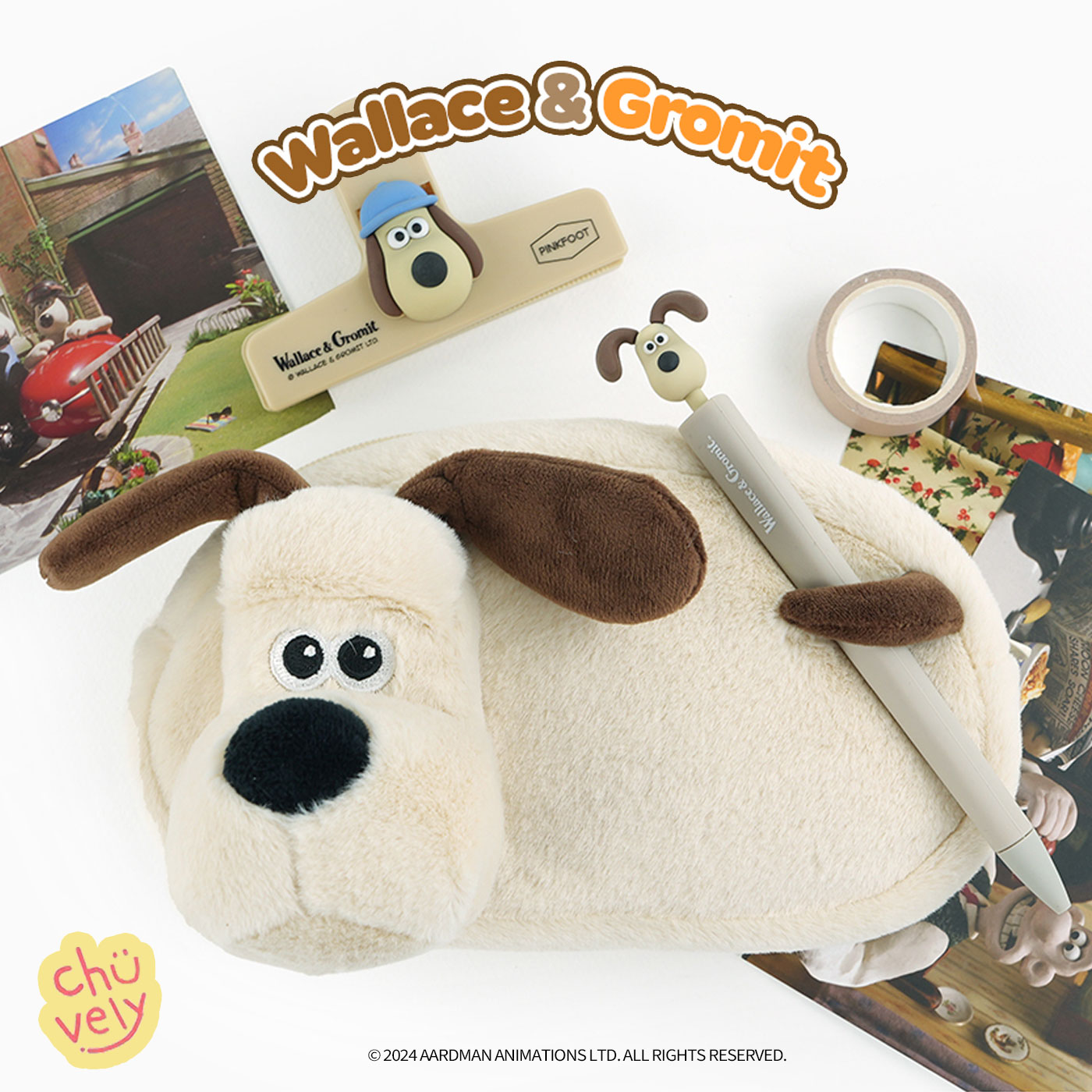 ウォレスとグルミット グルミット ホルダー ポーチ グッズ dvd 韓国限定 スマホ アクセサリー イラスト インスター Instagram ひつじのショーン netflix 雑貨 旅行 飛行機 クラシック キャラクター