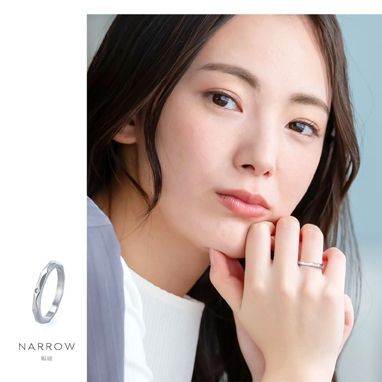 ステンレス アクセサリー ペア リング sr0161-pairひし形模様のシンプルデザイン！ステンレスペアリング [ ステンレス キュービックジルコニア ひし形 ]