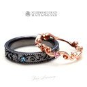 r0660-pair ペアリング カラーCZが華やか アラベスクペアリング ギフトBOX付き・ペアセット ペアリング CZ アラベスク シルバー925 ピンク・...