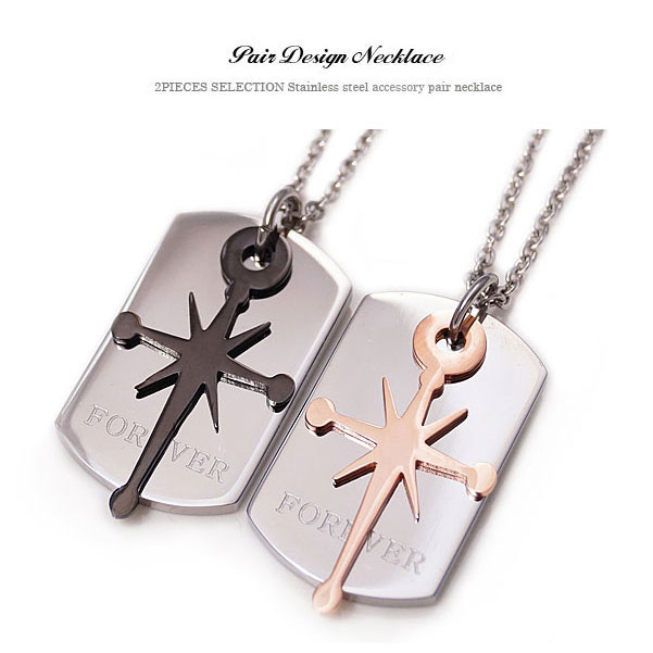 spe0275-pair 鏡のような輝き プレート×フラッシュスターペアネックレス ペアネックレス GIFTラッピング付2個セット ペアアクセ ステンレス ペンダント キュービックジルコニア 金属アレルギー対応