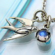 pe0808 シルバー アクセサリー シルバーネックレス 童話を基にデザインされているツバメと涙モチーフ!! メンズ アクセサリー ネックレス ラウンド ブルー...