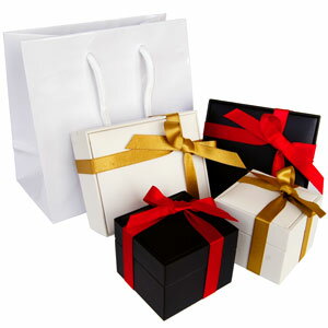 ギフトボックス プレゼント so0000 有料ラッピング リボンを巻いた光沢のあるボックスに手提げ袋付き
