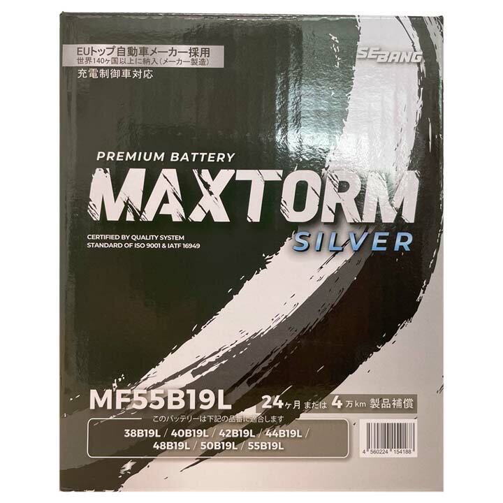 バッテリー MAXTORM MAX-MF55B19L スバル サンバーディアスバン LE-TV1 平成14年2月〜平成15年11月 標..