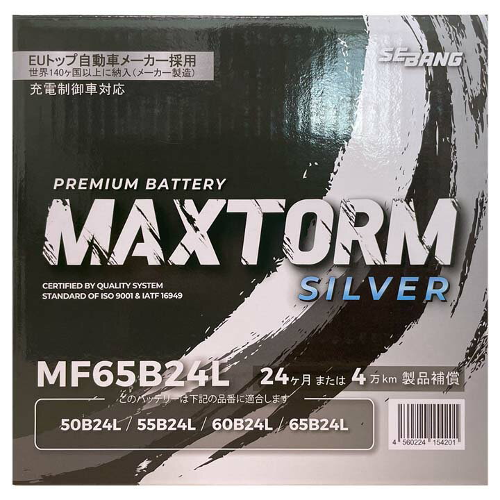 バッテリー MAXTORM MAX-MF65B24L スズキ ジムニー シエラ 3BA-JB74W 平成30年7月〜令和4年7月 標準地/寒冷地共通 充電制御車 B24Lタイプ 送料無料 549