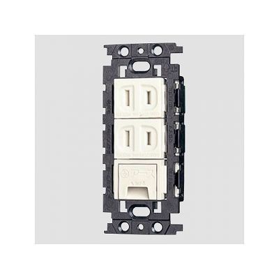 パナソニック フルカラー 埋込絶縁扉付ダブルコンセント アースターミナル付 取付枠付 15A 125V WN15524